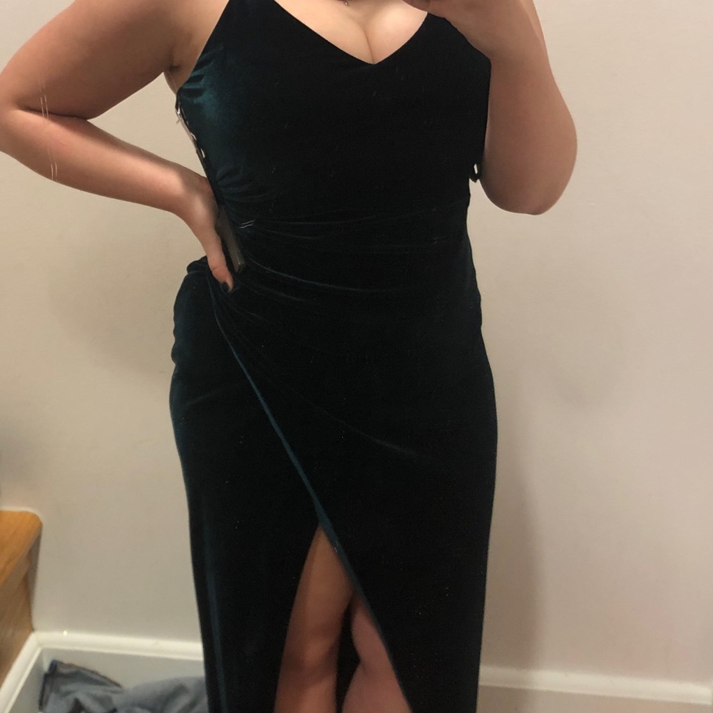 Floor length velvet prom dress WITH SLIT